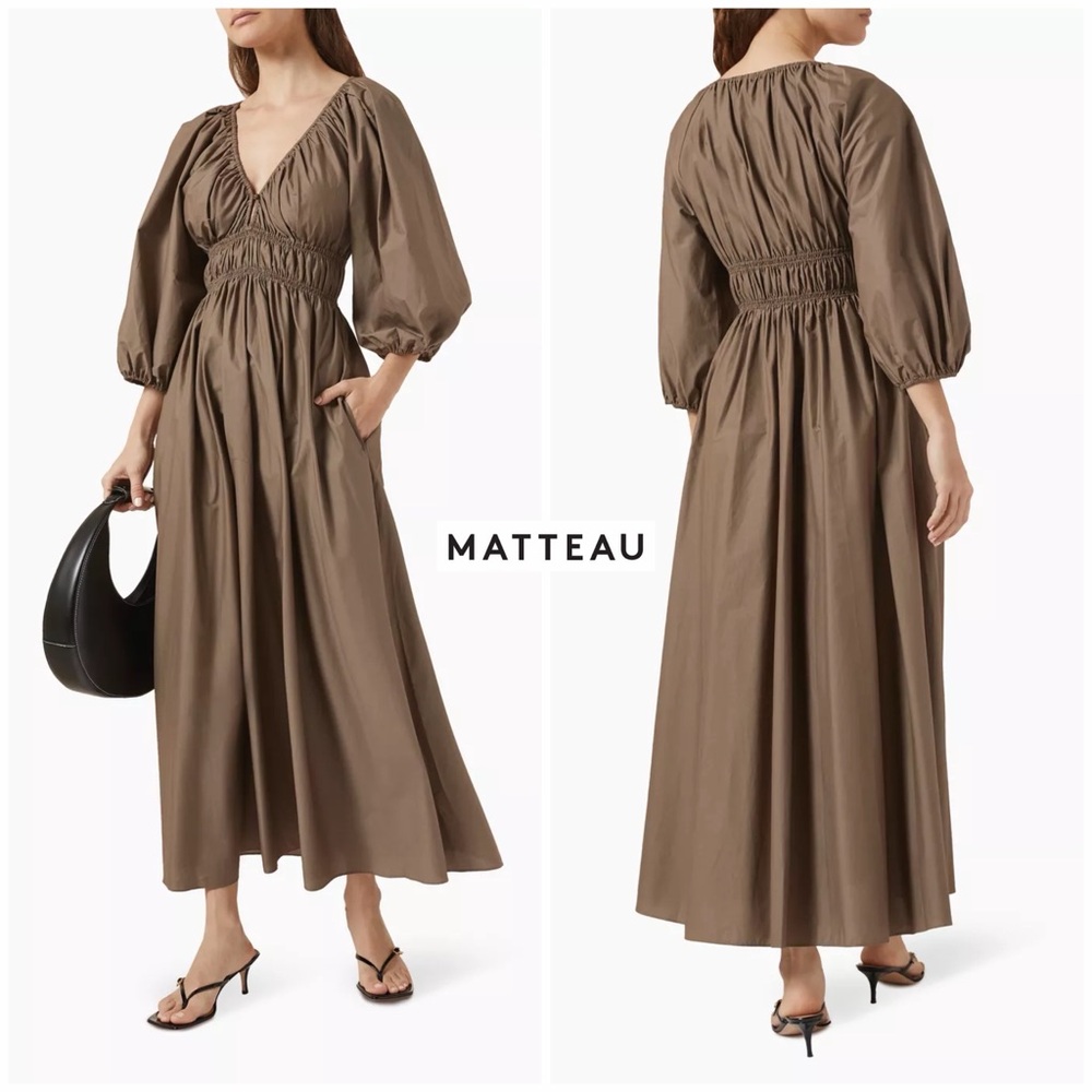 NWT - Matteau Shirred Plunge Button Dress (US 10)